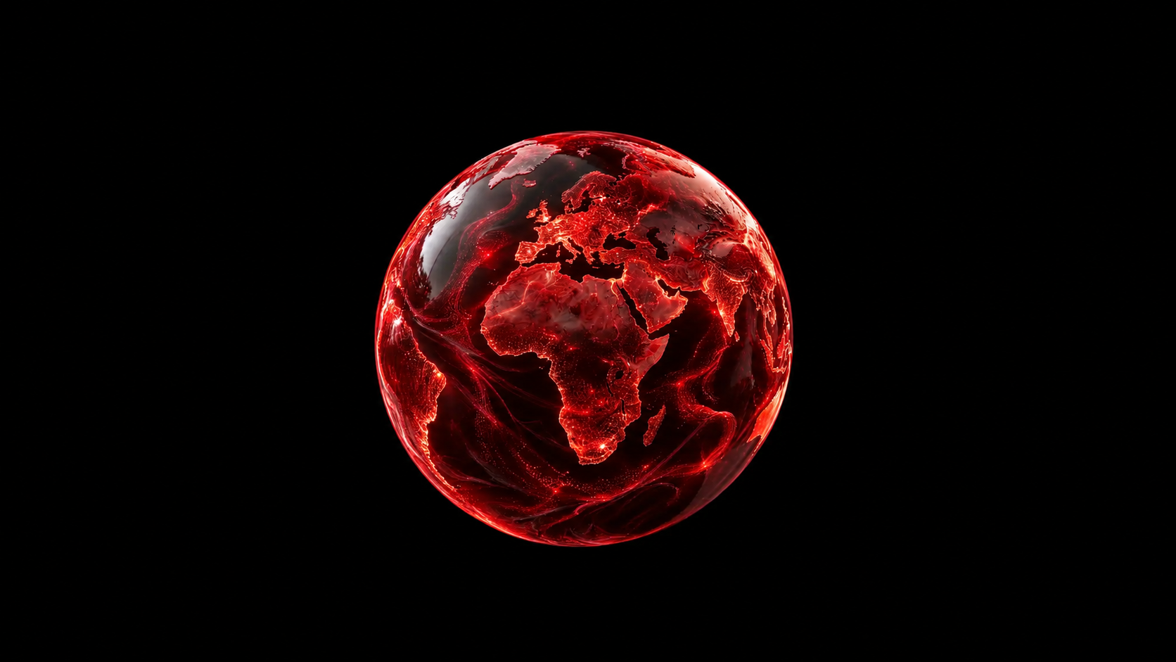 A red illuminated globe